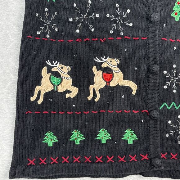 Vtg Ugly Christmas Sweater Vest Womens 2X Holiday Party Embellished Grandmacore - Picture 4 of 14